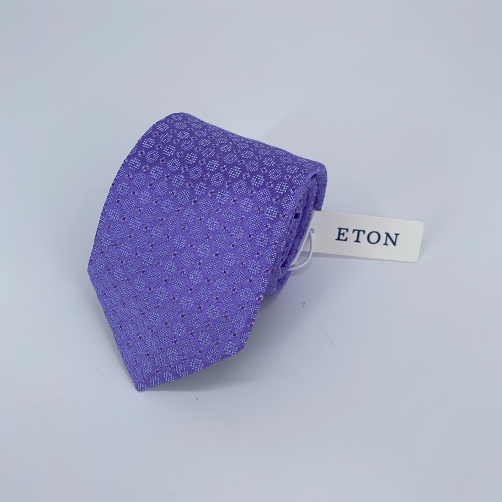 Eton Tie Men One Size Purple Patterned Silk Classic Fit Necktie England Made Nwt